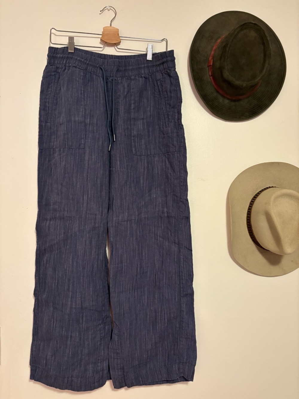 Athleta Slate Blue Elastic Waist Wide Leg Pants